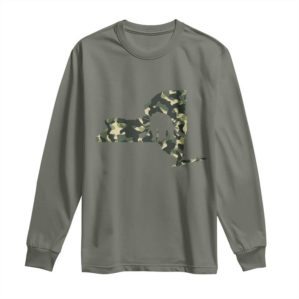 New York Bear Hunter Long Sleeve Shirt Camo Map Hunting Season Gift - Wonder Print Shop
