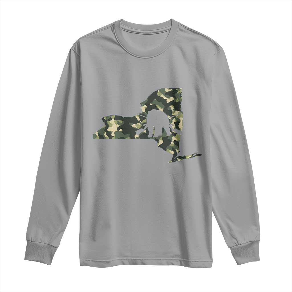 New York Bear Hunter Long Sleeve Shirt Camo Map Hunting Season Gift - Wonder Print Shop