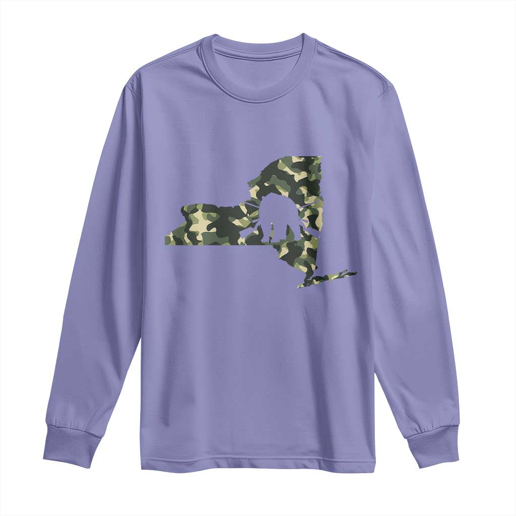 New York Bear Hunter Long Sleeve Shirt Camo Map Hunting Season Gift - Wonder Print Shop