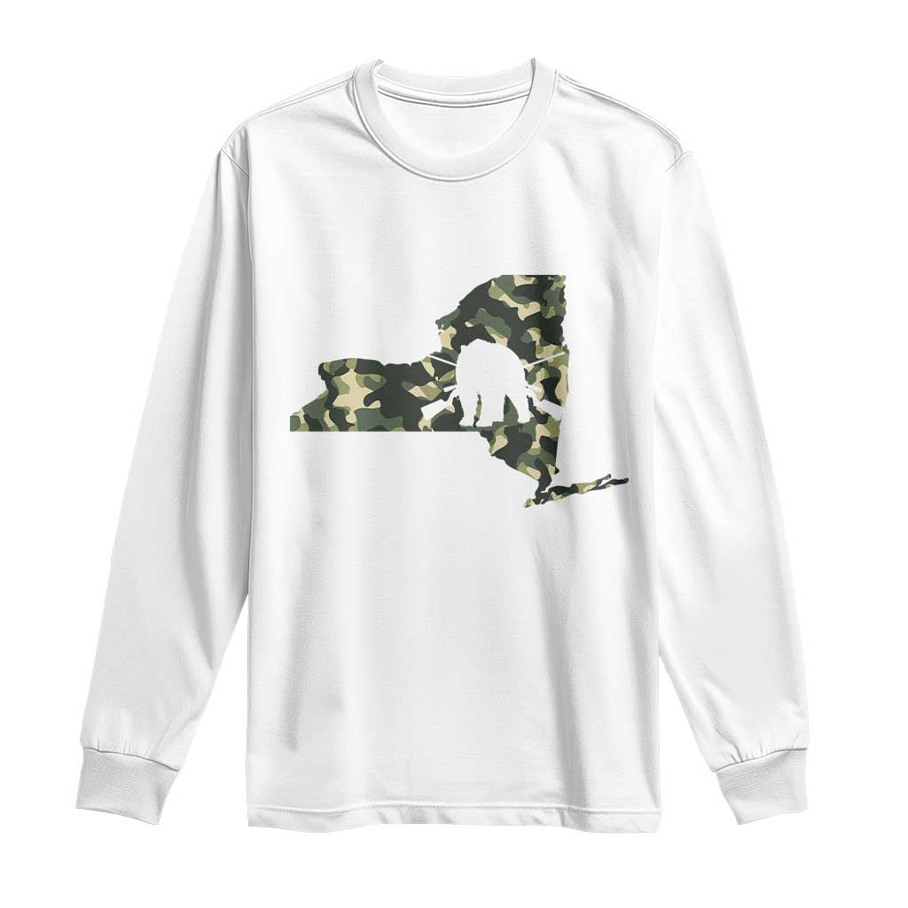 New York Bear Hunter Long Sleeve Shirt Camo Map Hunting Season Gift - Wonder Print Shop
