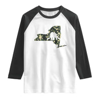 New York Bear Hunter Raglan Shirt Camo Map Hunting Season Gift - Wonder Print Shop