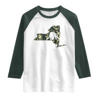 New York Bear Hunter Raglan Shirt Camo Map Hunting Season Gift - Wonder Print Shop
