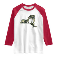 New York Bear Hunter Raglan Shirt Camo Map Hunting Season Gift - Wonder Print Shop