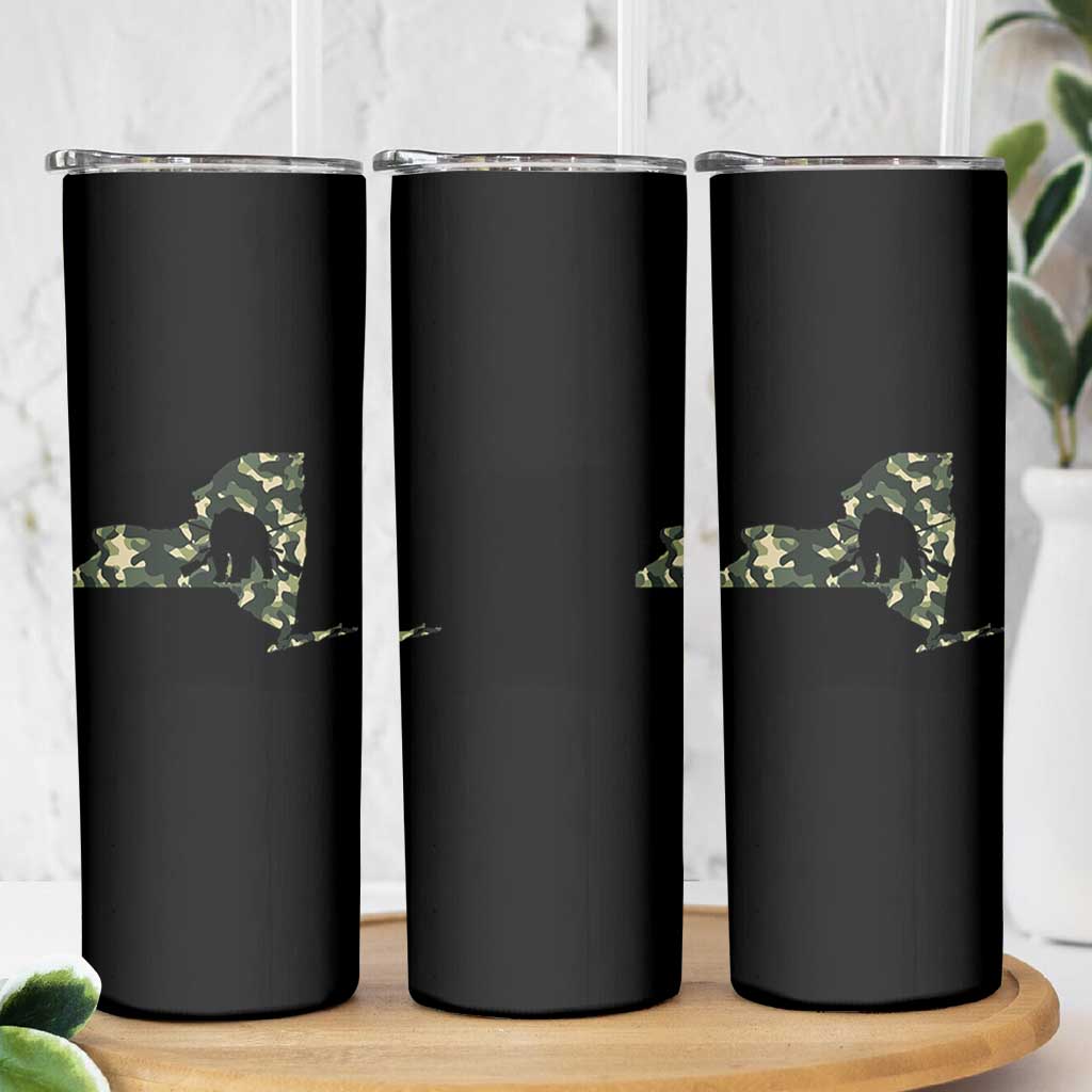 New York Bear Hunter Skinny Tumbler Camo Map Hunting Season Gift - Wonder Print Shop