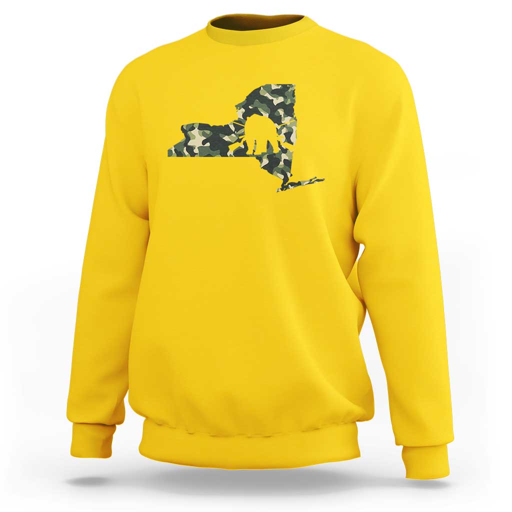 New York Bear Hunter Sweatshirt Camo Map Hunting Season Gift - Wonder Print Shop