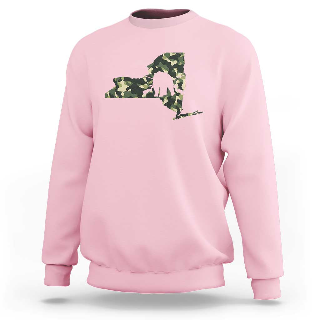 New York Bear Hunter Sweatshirt Camo Map Hunting Season Gift - Wonder Print Shop