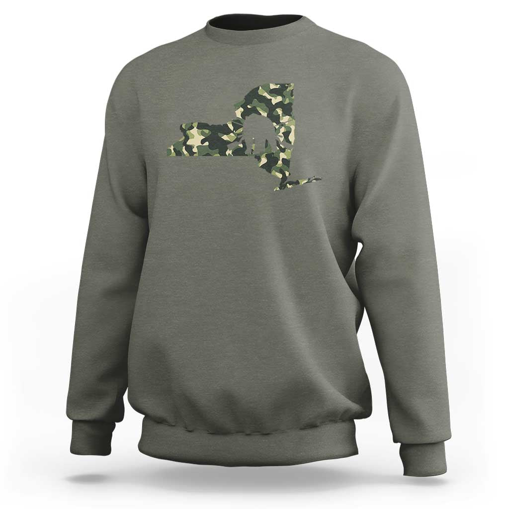 New York Bear Hunter Sweatshirt Camo Map Hunting Season Gift - Wonder Print Shop