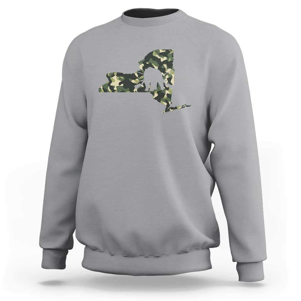 New York Bear Hunter Sweatshirt Camo Map Hunting Season Gift - Wonder Print Shop