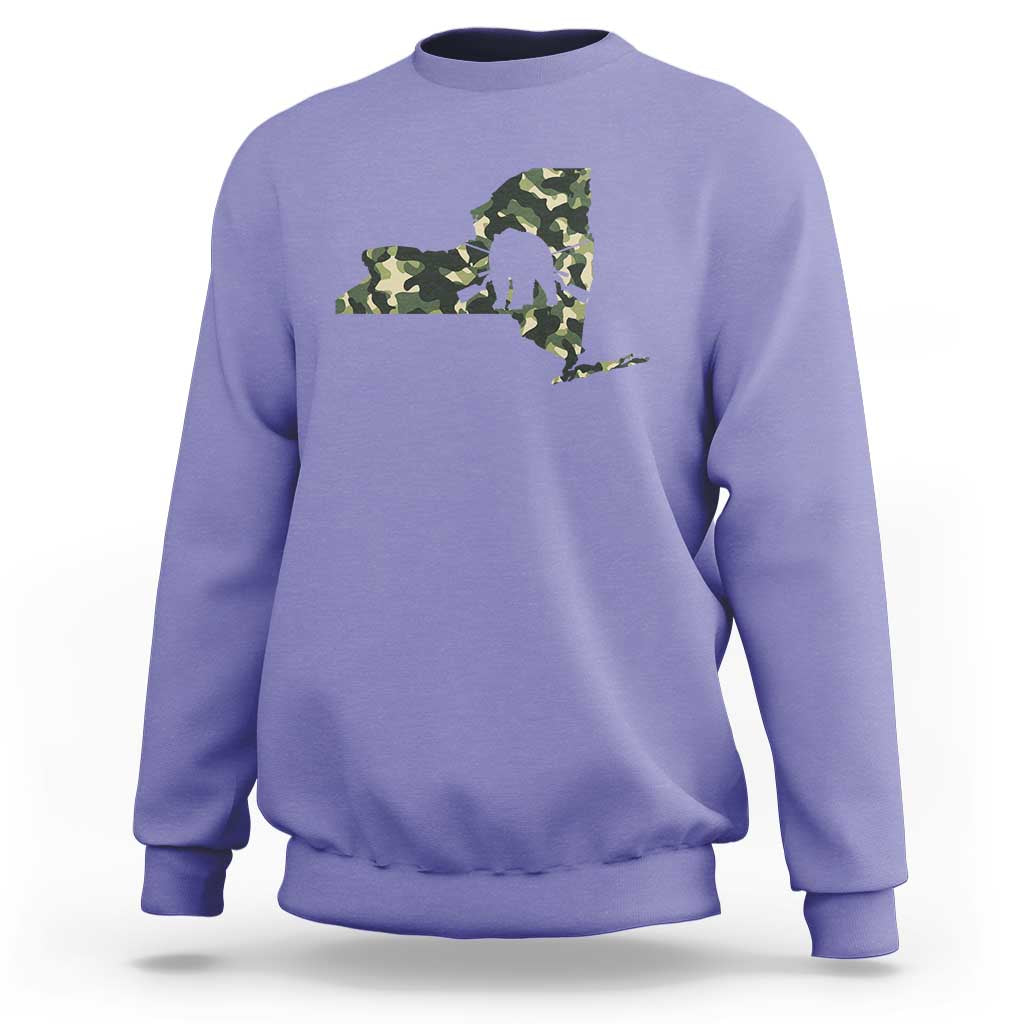 New York Bear Hunter Sweatshirt Camo Map Hunting Season Gift - Wonder Print Shop