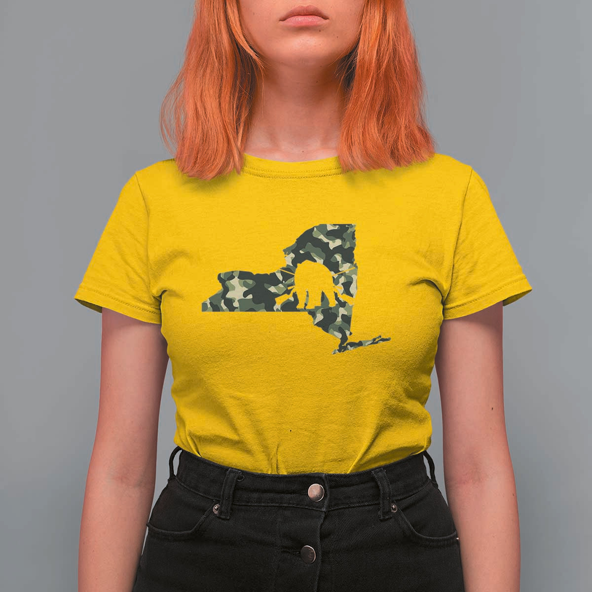 New York Bear Hunter T Shirt For Women Camo Map Hunting Season Gift - Wonder Print Shop