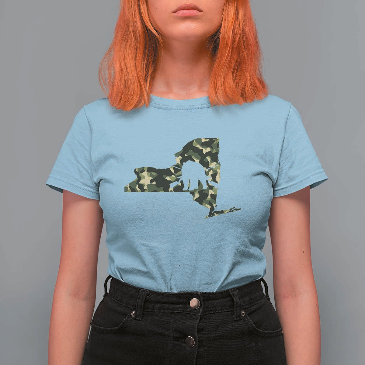 New York Bear Hunter T Shirt For Women Camo Map Hunting Season Gift - Wonder Print Shop