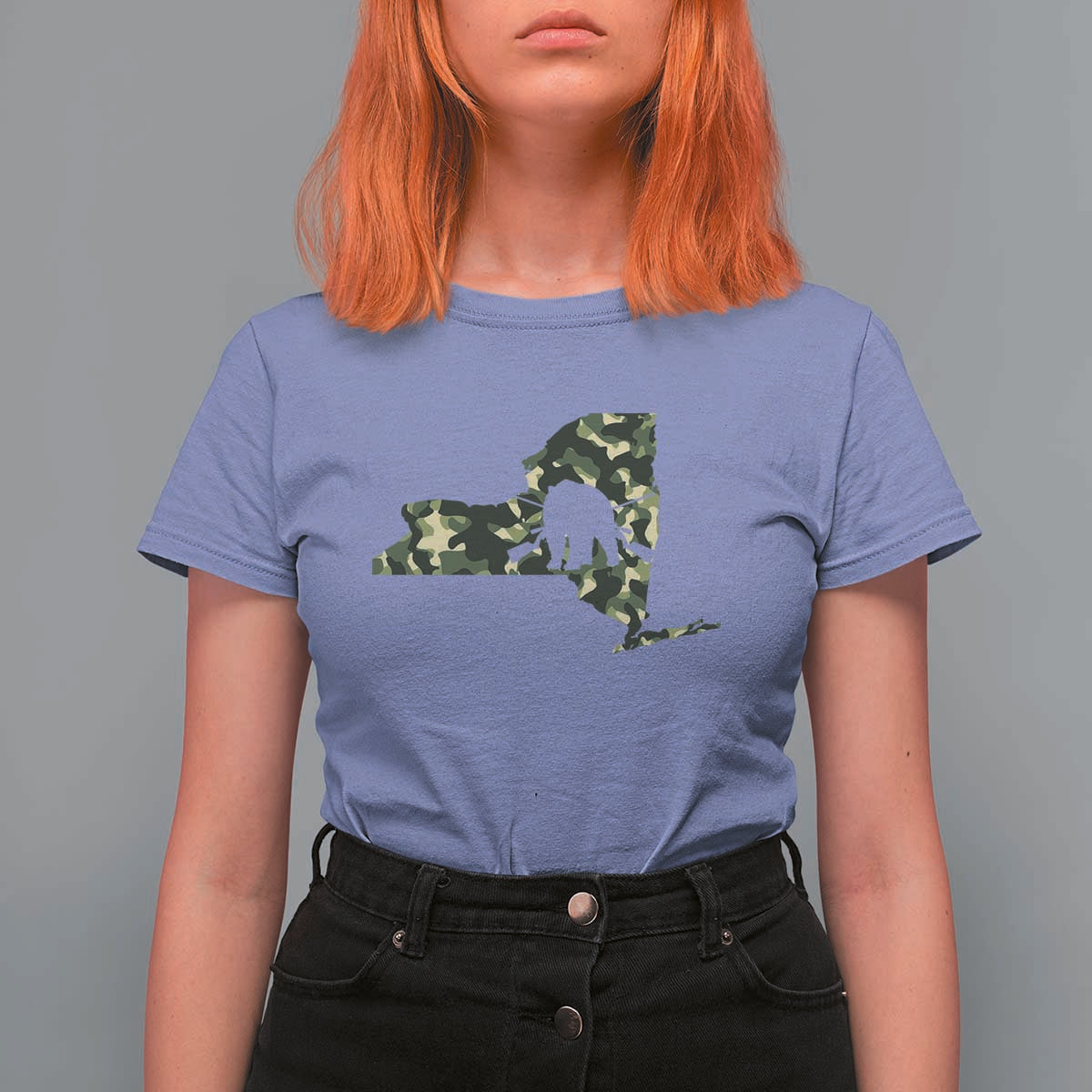New York Bear Hunter T Shirt For Women Camo Map Hunting Season Gift - Wonder Print Shop