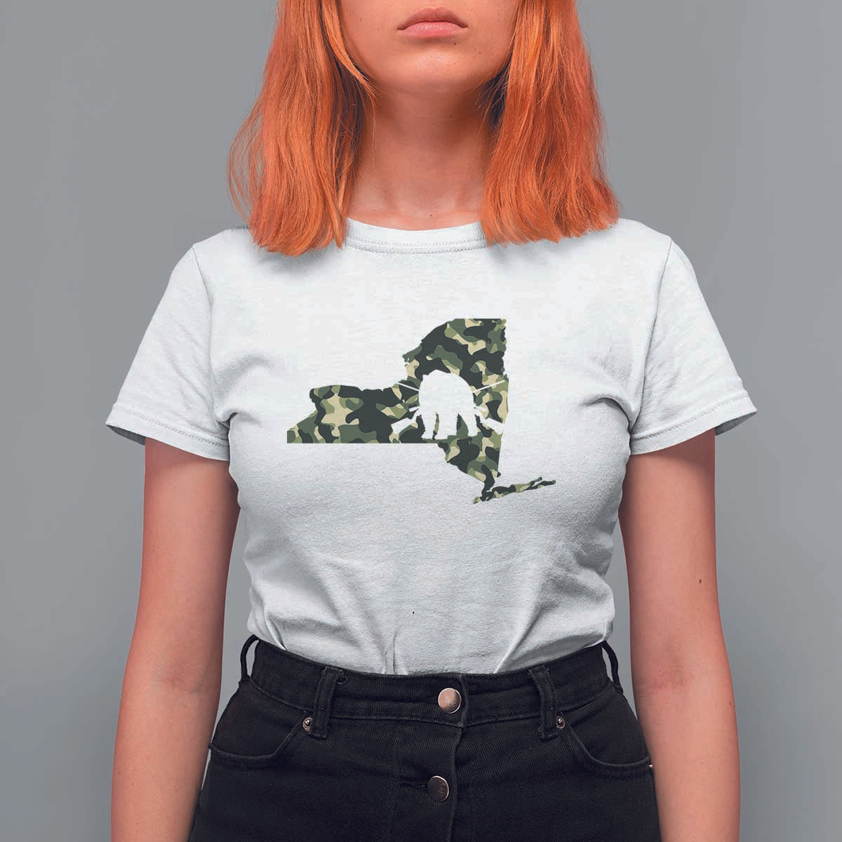 New York Bear Hunter T Shirt For Women Camo Map Hunting Season Gift - Wonder Print Shop