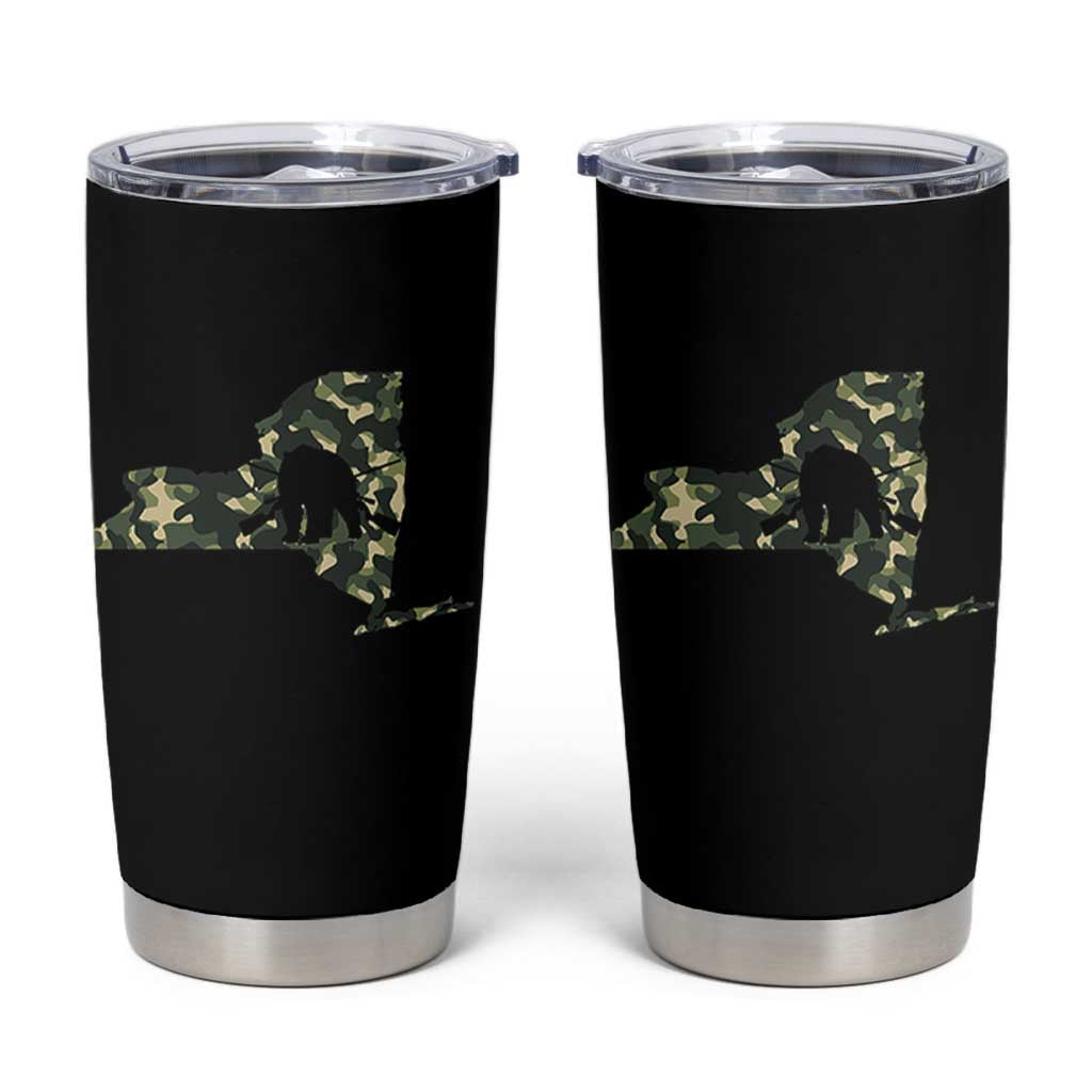 New York Bear Hunter Tumbler Cup Camo Map Hunting Season Gift - Wonder Print Shop