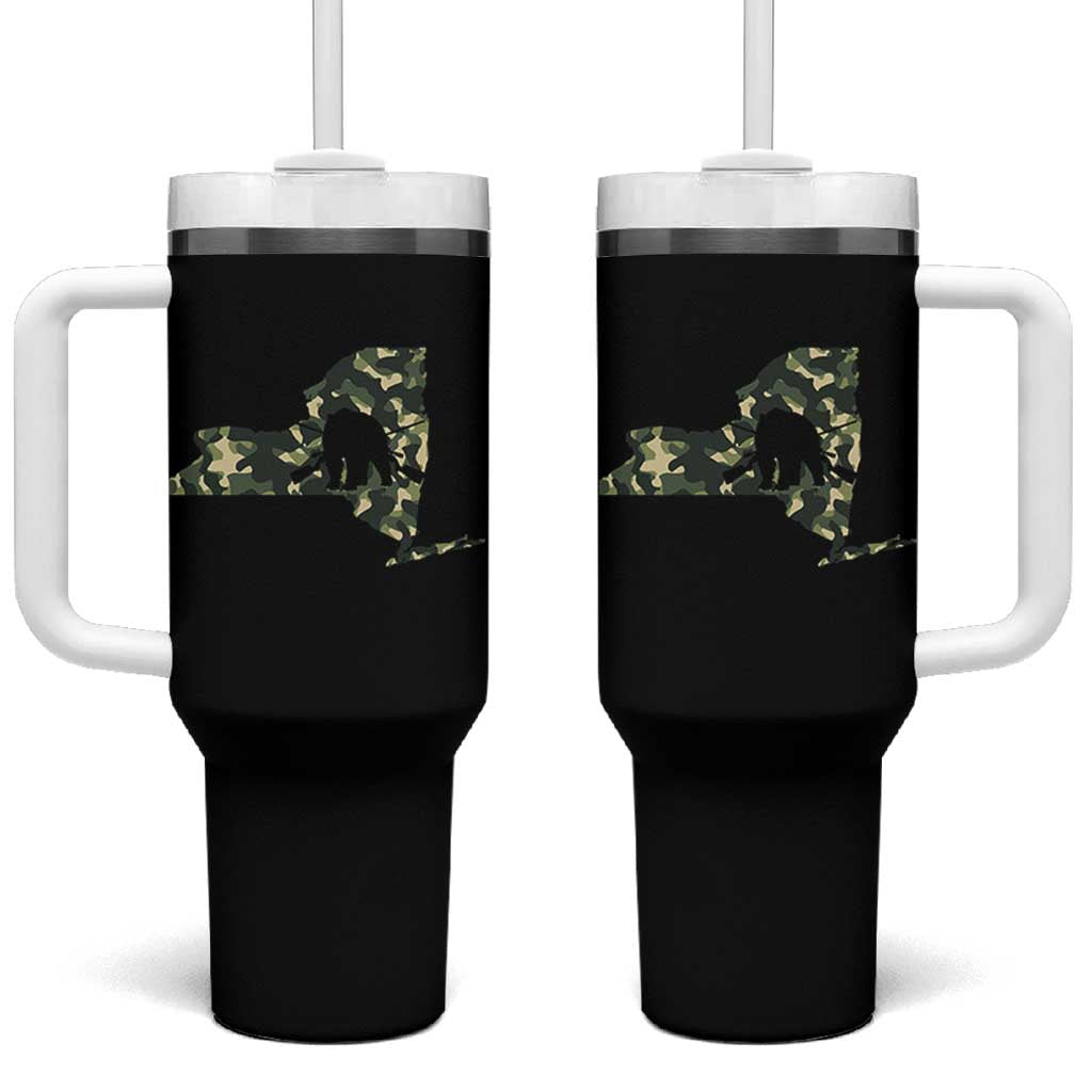 New York Bear Hunter Tumbler With Handle Camo Map Hunting Season Gift - Wonder Print Shop