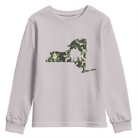 New York Bear Hunter Youth Sweatshirt Camo Map Hunting Season Gift - Wonder Print Shop