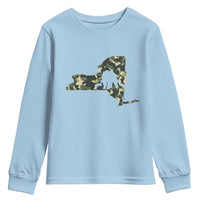 New York Bear Hunter Youth Sweatshirt Camo Map Hunting Season Gift - Wonder Print Shop