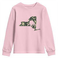 New York Bear Hunter Youth Sweatshirt Camo Map Hunting Season Gift - Wonder Print Shop