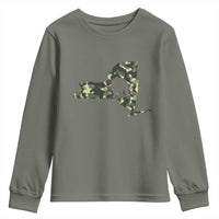 New York Bear Hunter Youth Sweatshirt Camo Map Hunting Season Gift - Wonder Print Shop