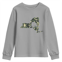 New York Bear Hunter Youth Sweatshirt Camo Map Hunting Season Gift - Wonder Print Shop