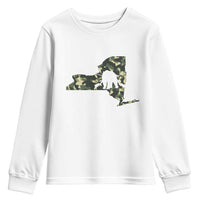 New York Bear Hunter Youth Sweatshirt Camo Map Hunting Season Gift - Wonder Print Shop