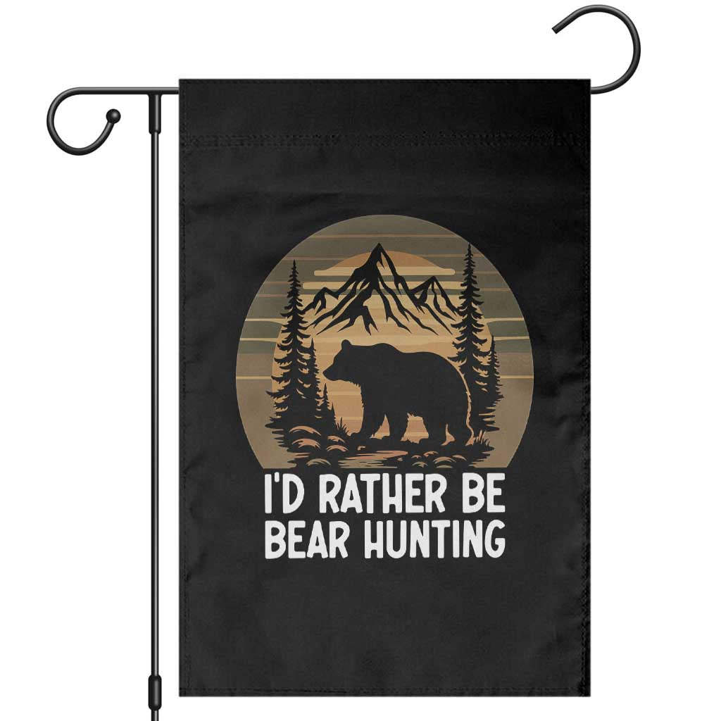 Id Rather Be Bear Hunting Garden Flag Retro Sunset Hunter Gift - Wonder Print Shop