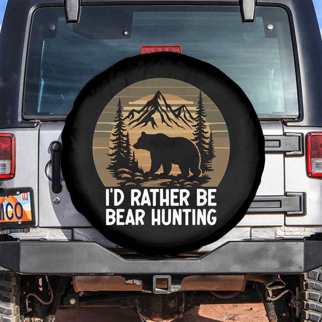 Id Rather Be Bear Hunting Spare Tire Cover Retro Sunset Hunter Gift - Wonder Print Shop