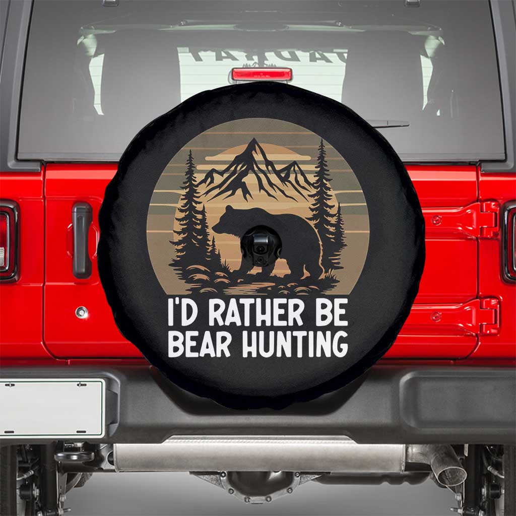 Id Rather Be Bear Hunting Spare Tire Cover Retro Sunset Hunter Gift - Wonder Print Shop