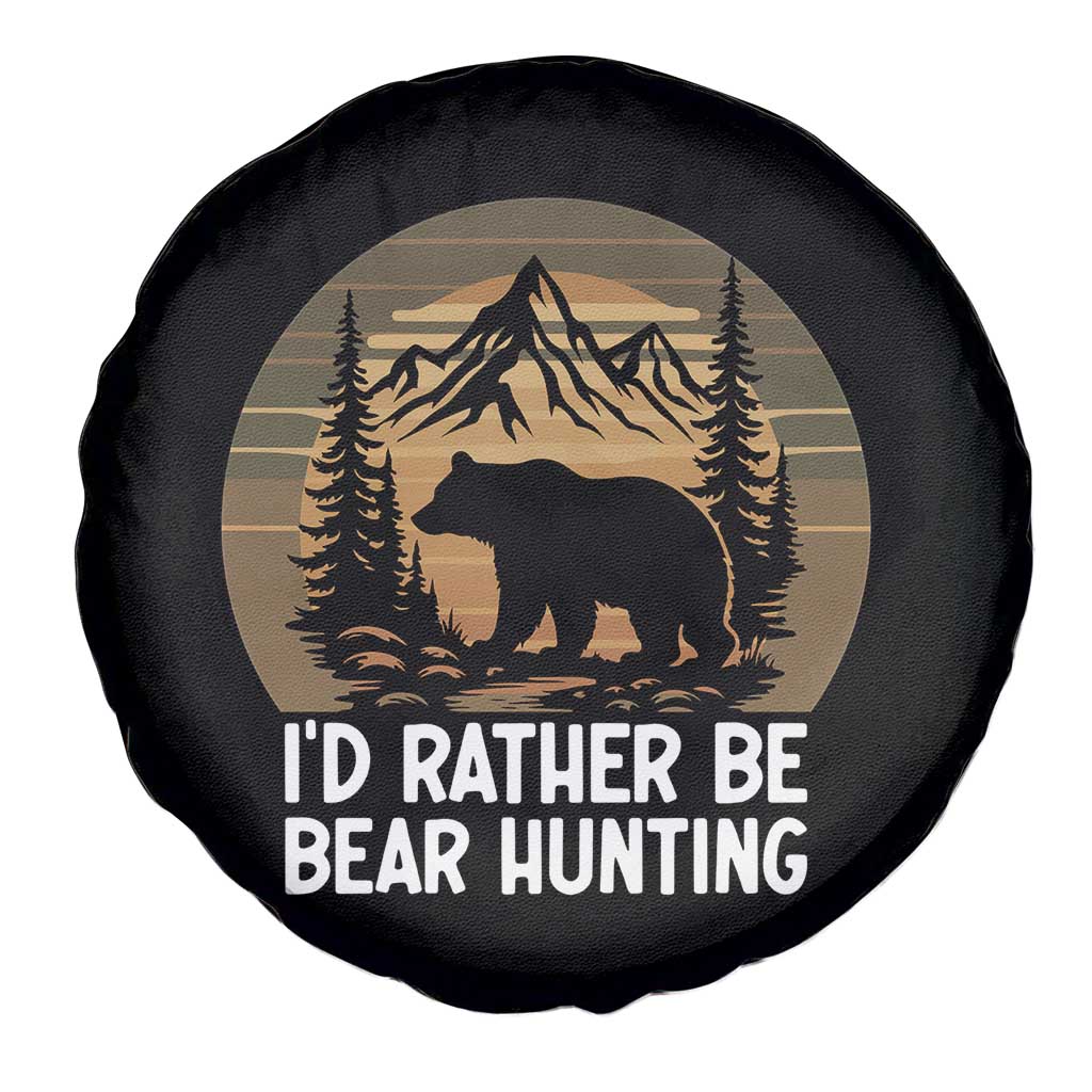 Id Rather Be Bear Hunting Spare Tire Cover Retro Sunset Hunter Gift - Wonder Print Shop