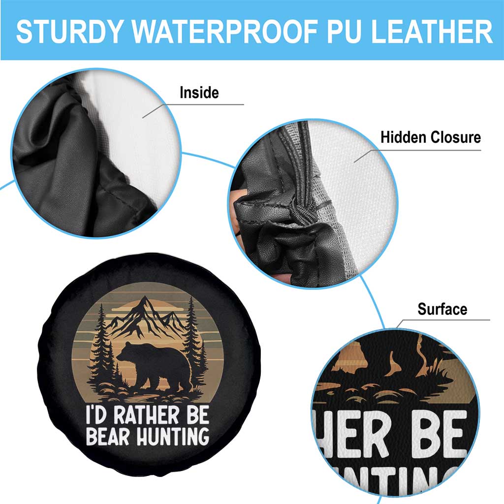 Id Rather Be Bear Hunting Spare Tire Cover Retro Sunset Hunter Gift - Wonder Print Shop