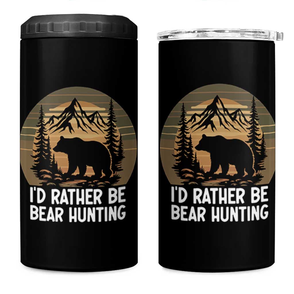 Id Rather Be Bear Hunting 4 in 1 Can Cooler Tumbler Retro Sunset Hunter Gift - Wonder Print Shop