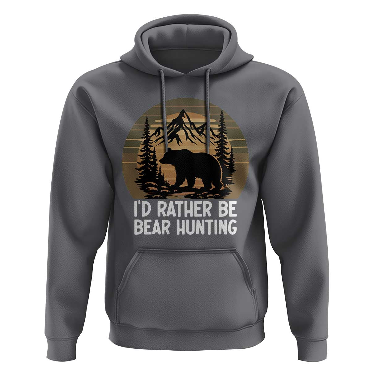 Id Rather Be Bear Hunting Hoodie Retro Sunset Hunter Gift - Wonder Print Shop