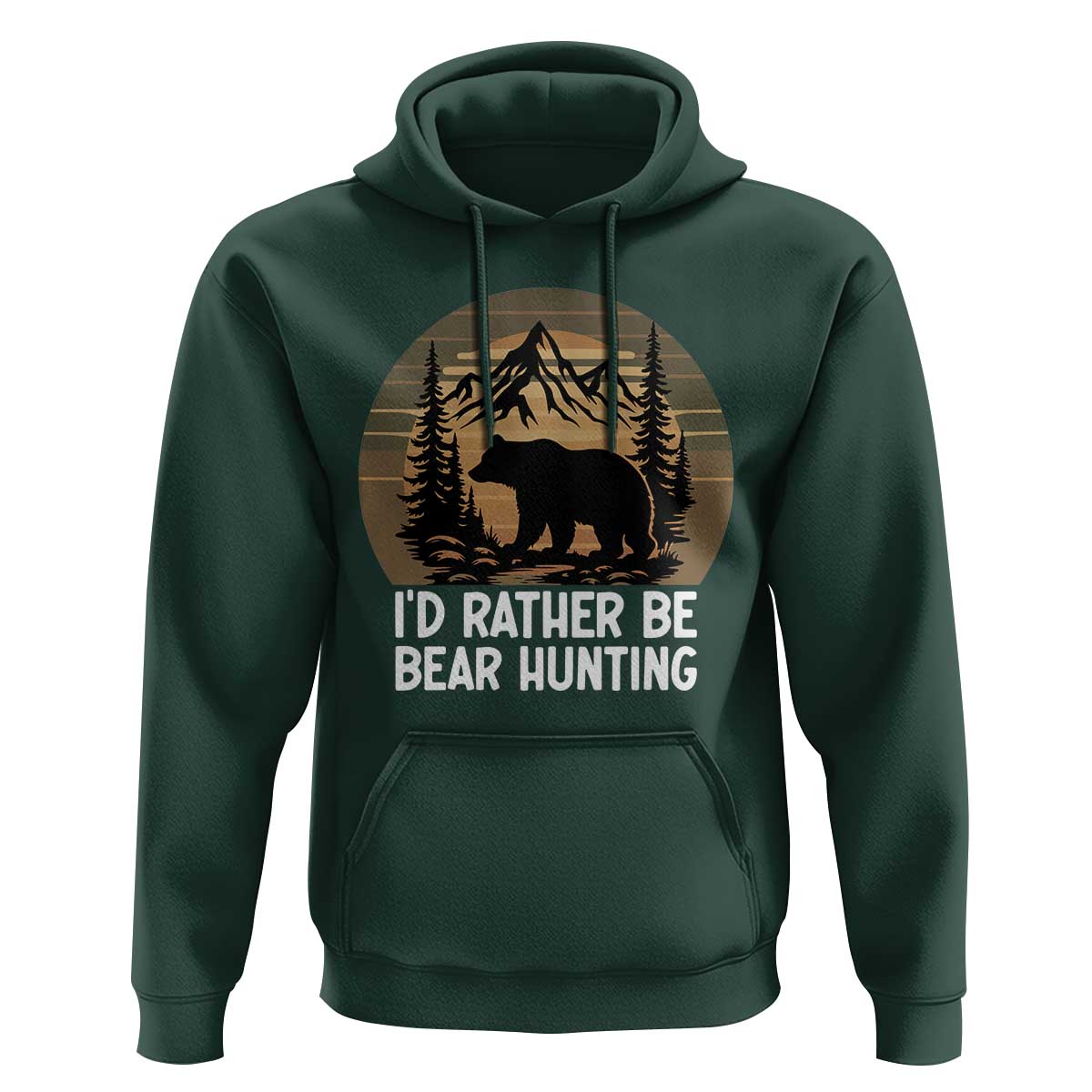 Id Rather Be Bear Hunting Hoodie Retro Sunset Hunter Gift - Wonder Print Shop