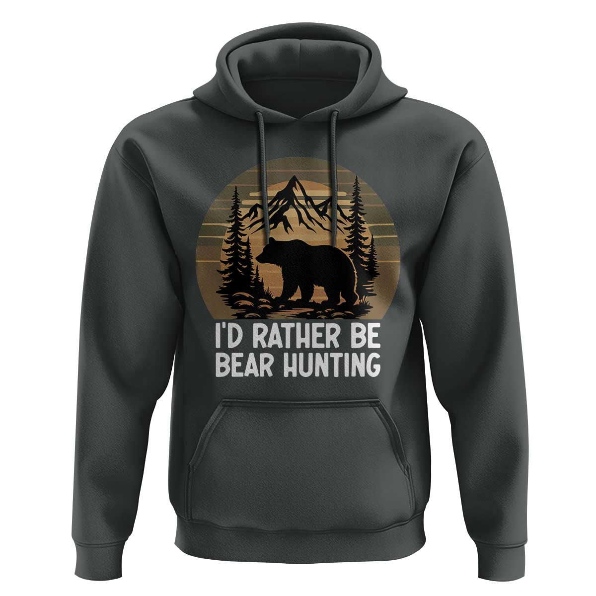 Id Rather Be Bear Hunting Hoodie Retro Sunset Hunter Gift - Wonder Print Shop