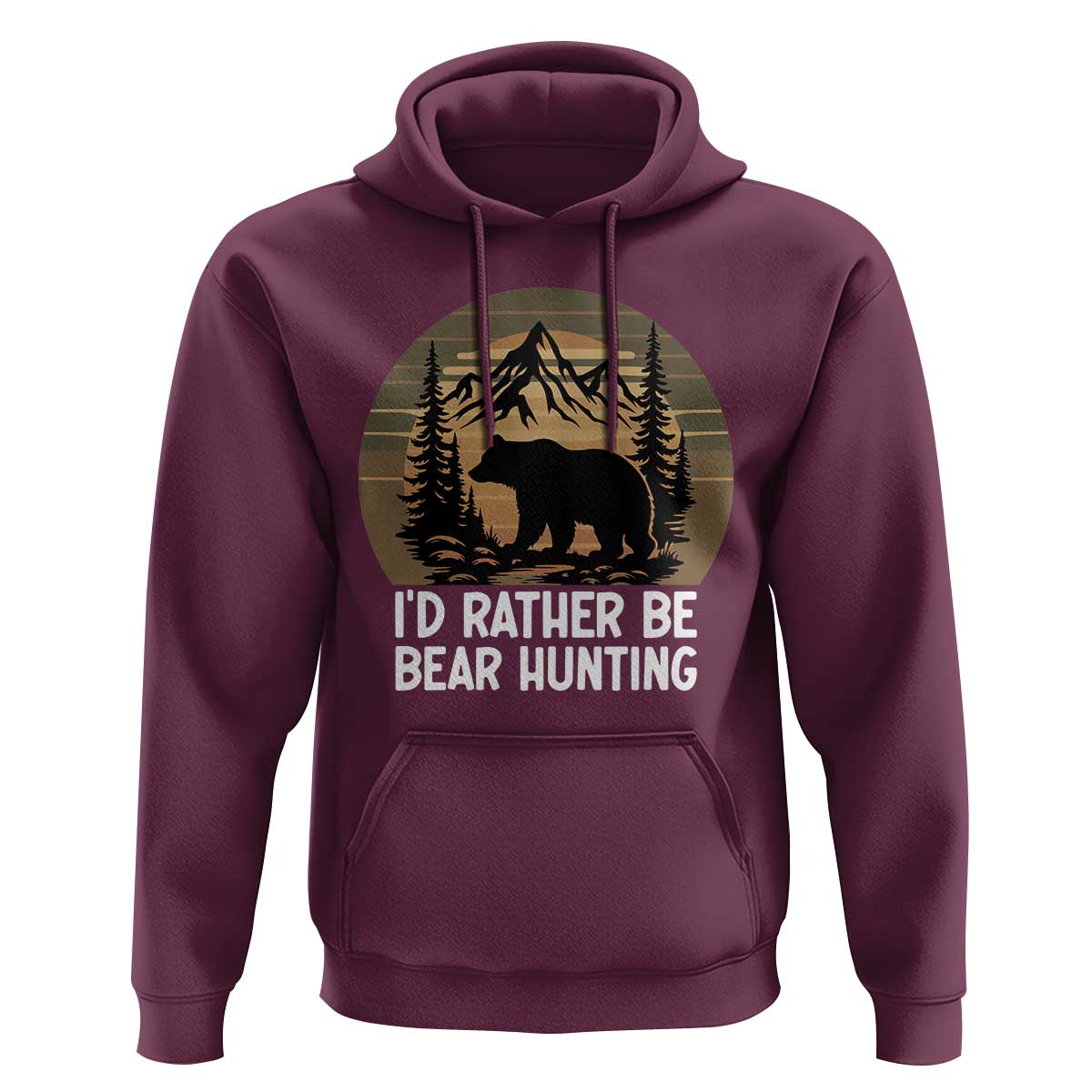 Id Rather Be Bear Hunting Hoodie Retro Sunset Hunter Gift - Wonder Print Shop