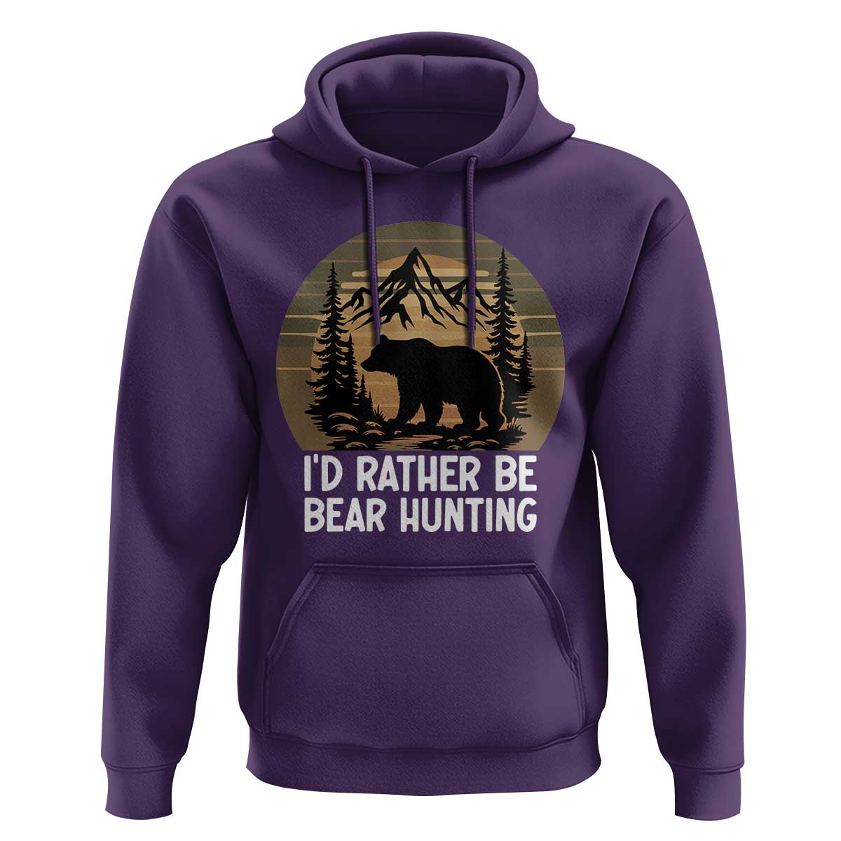 Id Rather Be Bear Hunting Hoodie Retro Sunset Hunter Gift - Wonder Print Shop