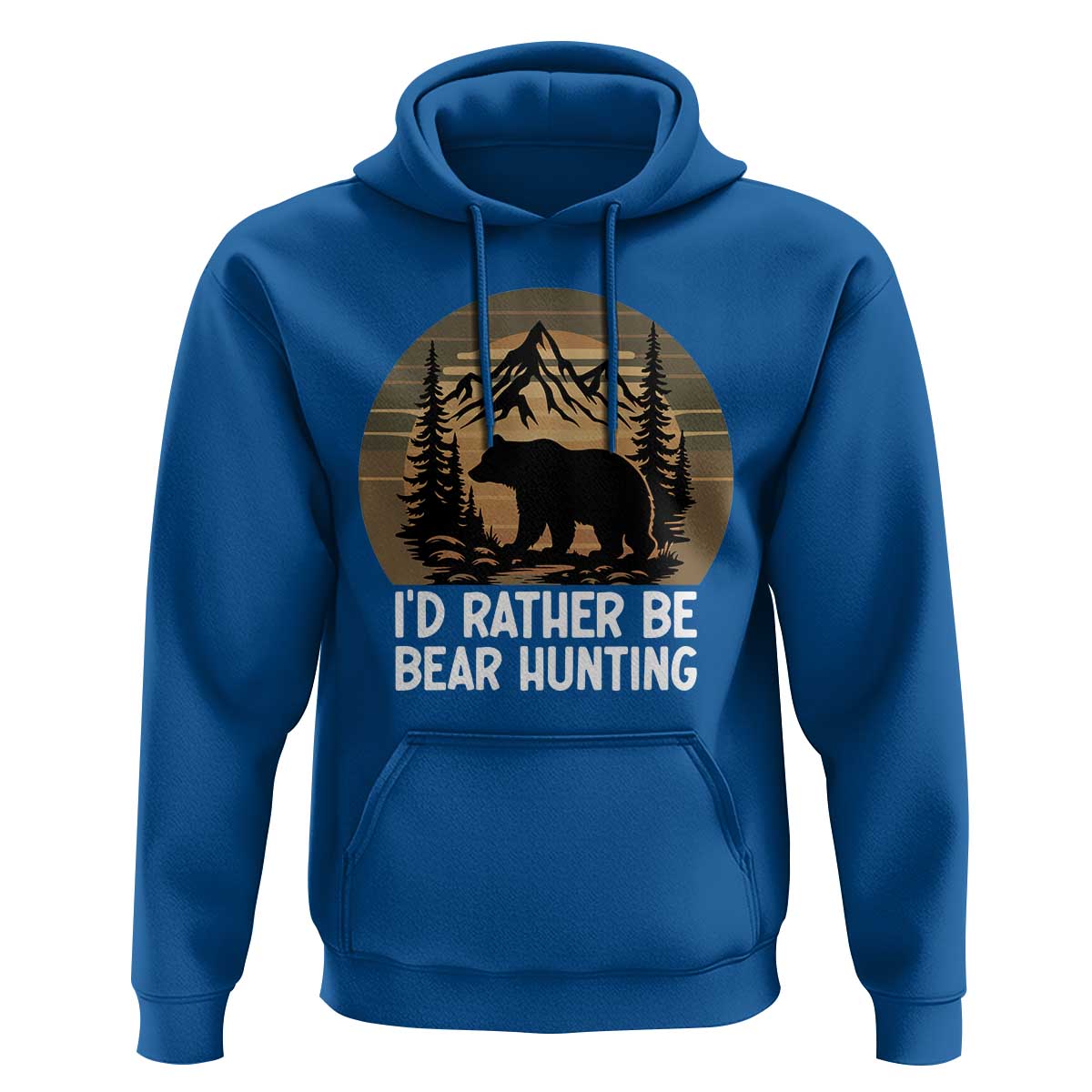 Id Rather Be Bear Hunting Hoodie Retro Sunset Hunter Gift - Wonder Print Shop