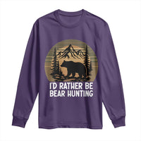 Id Rather Be Bear Hunting Long Sleeve Shirt Retro Sunset Hunter Gift - Wonder Print Shop