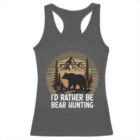 Id Rather Be Bear Hunting Racerback Tank Top Retro Sunset Hunter Gift - Wonder Print Shop