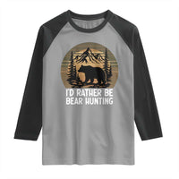 Id Rather Be Bear Hunting Raglan Shirt Retro Sunset Hunter Gift - Wonder Print Shop