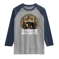 Id Rather Be Bear Hunting Raglan Shirt Retro Sunset Hunter Gift - Wonder Print Shop