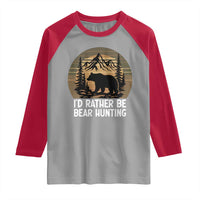 Id Rather Be Bear Hunting Raglan Shirt Retro Sunset Hunter Gift - Wonder Print Shop