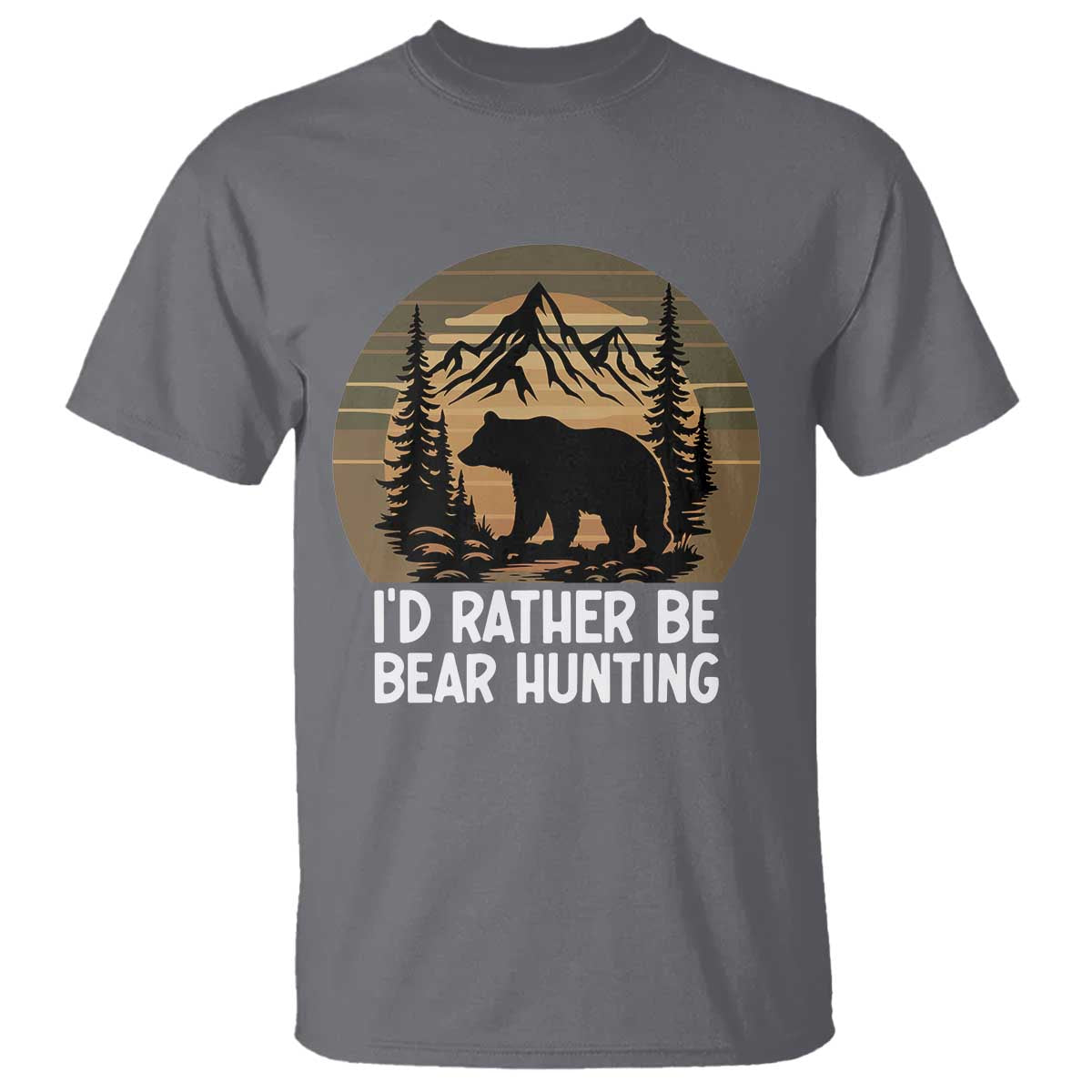 Id Rather Be Bear Hunting T Shirt Retro Sunset Hunter Gift - Wonder Print Shop