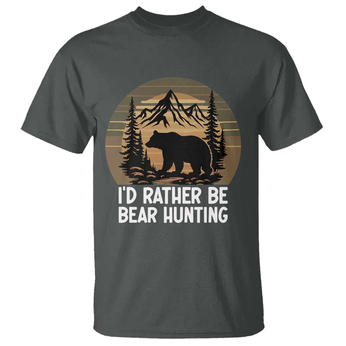 Id Rather Be Bear Hunting T Shirt Retro Sunset Hunter Gift - Wonder Print Shop