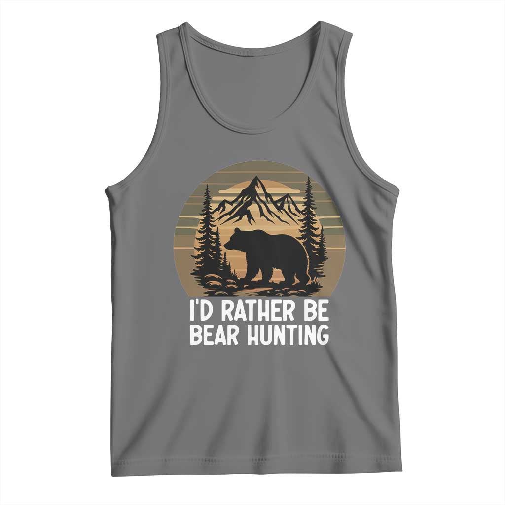 Id Rather Be Bear Hunting Tank Top Retro Sunset Hunter Gift - Wonder Print Shop