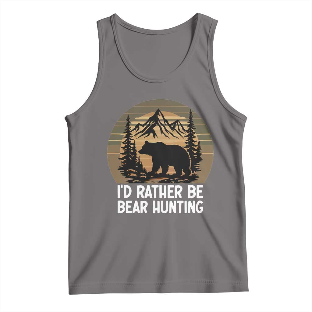 Id Rather Be Bear Hunting Tank Top Retro Sunset Hunter Gift - Wonder Print Shop