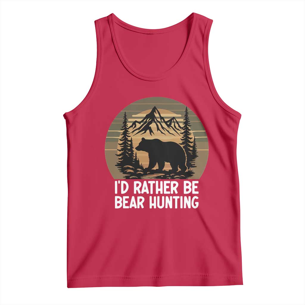 Id Rather Be Bear Hunting Tank Top Retro Sunset Hunter Gift - Wonder Print Shop