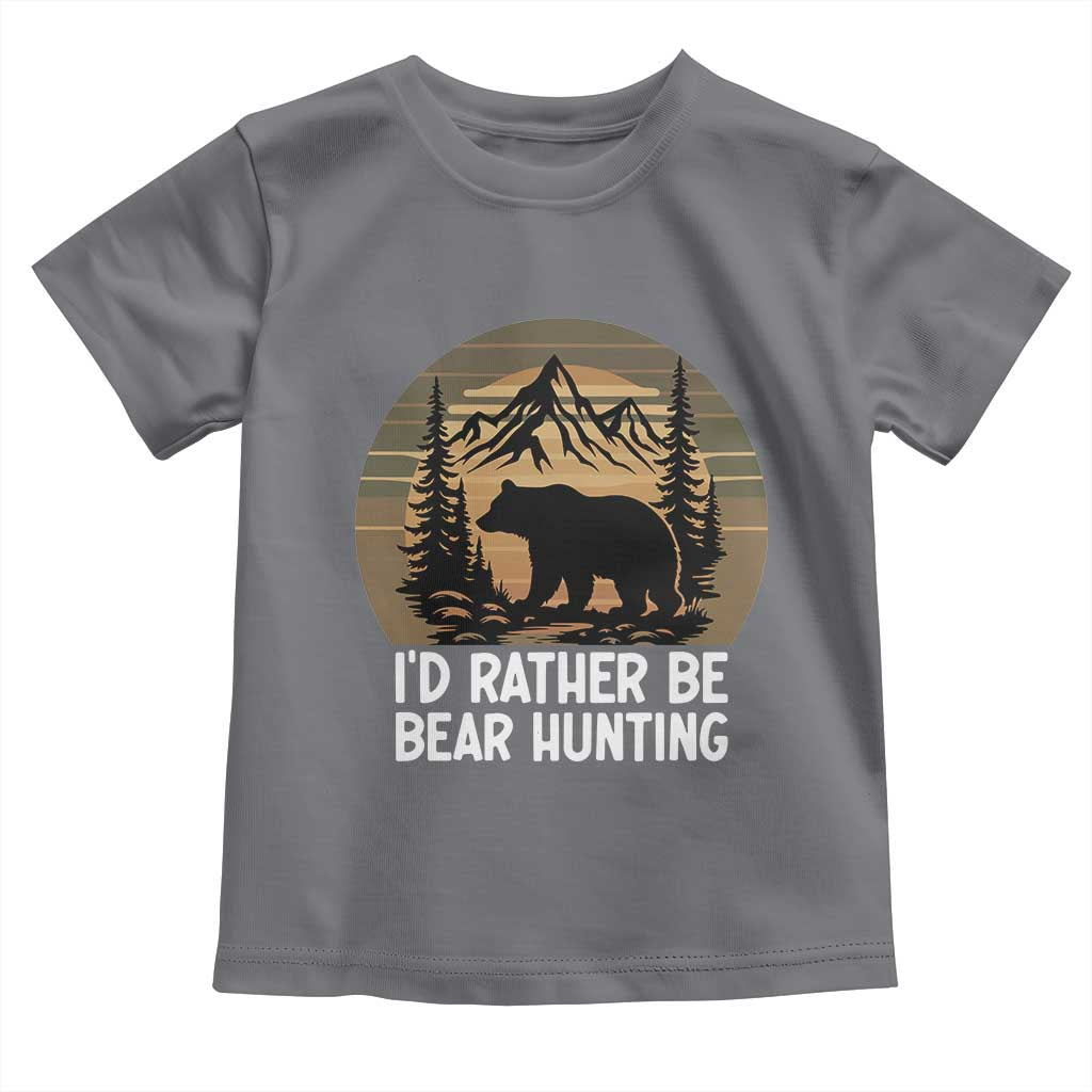 Id Rather Be Bear Hunting Toddler T Shirt Retro Sunset Hunter Gift - Wonder Print Shop