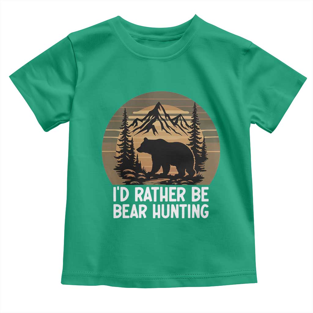 Id Rather Be Bear Hunting Toddler T Shirt Retro Sunset Hunter Gift - Wonder Print Shop
