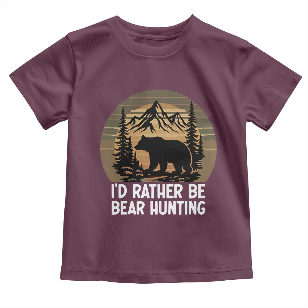 Id Rather Be Bear Hunting Toddler T Shirt Retro Sunset Hunter Gift - Wonder Print Shop